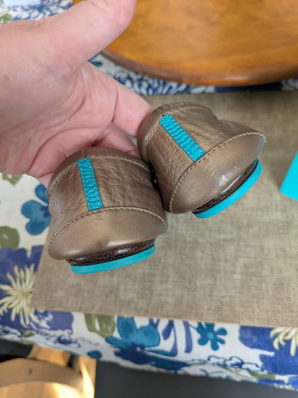 Tieks Metallic Bronze Leather Ballet Flats Size 7